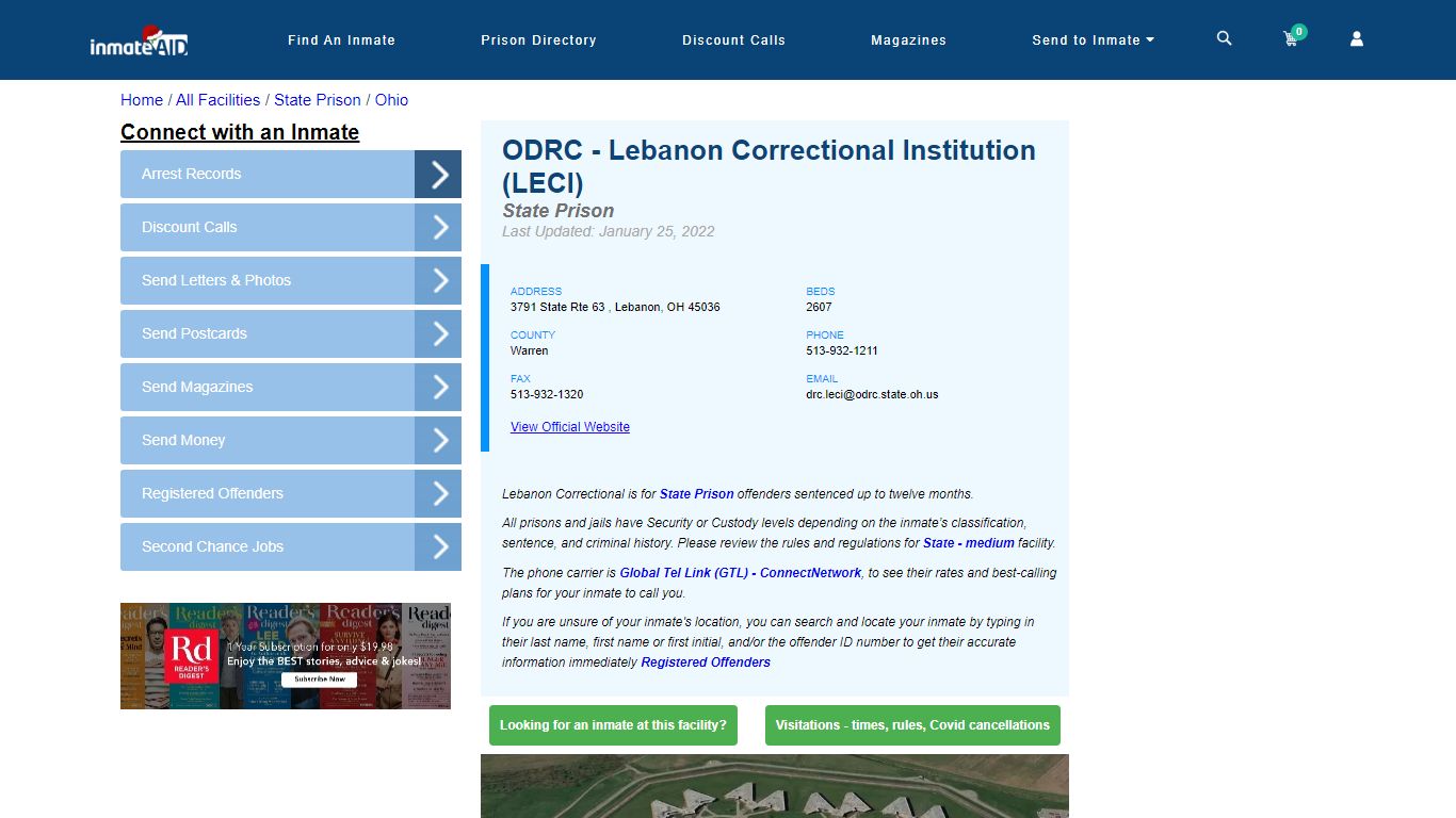 ODRC - Lebanon Correctional Institution (LECI) & Inmate Search ...